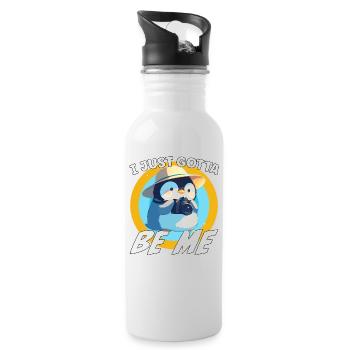Je dois juste être moi, Pingouin - Gourde avec paille intégrée - blanc - Droite