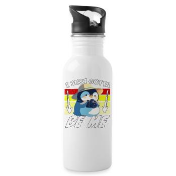 Je dois juste être moi, Pingouin - Gourde avec paille intégrée - blanc - Droite