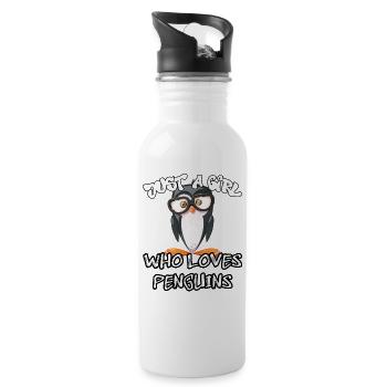 Just a girl who loves Penguins - Water bottle with straw - white - Right