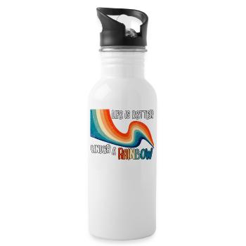 Life is better under a rainbow - Trinkflasche mit integriertem Trinkhalm - Weiß - Rechts