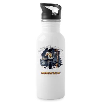Only the brave get rich - Trinkflasche mit integriertem Trinkhalm - Weiß - Rechts