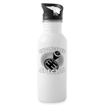 Endangered Species - Motor Verbrenner Design - Trinkflasche mit integriertem Trinkhalm - Weiß - Rechts