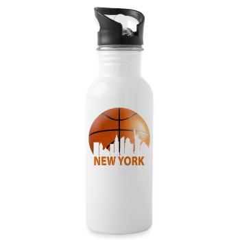 Horizon de basket-ball vintage de New York - Gourde avec paille intégrée - blanc - Droite