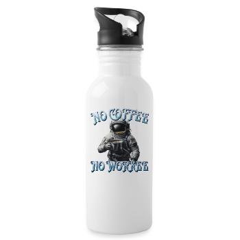 No Coffee No Workee Arbeiten ohne Kaffee Bohne - Trinkflasche mit integriertem Trinkhalm - Weiß - Rechts