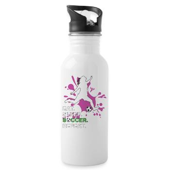 Eat Sleep Soccer Repeat - Soccer Player - Water bottle with straw - white - Right