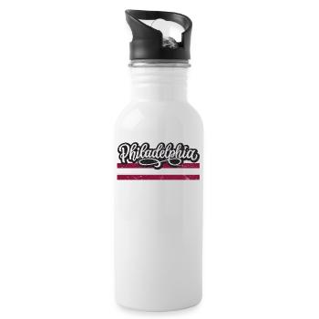 Design rétro vintage de Philadelphie - Gourde avec paille intégrée - blanc - Droite