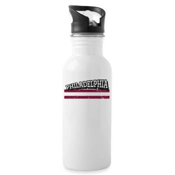 Vintage Philadelphia Retro Design - Trinkflasche mit integriertem Trinkhalm - Weiß - Rechts