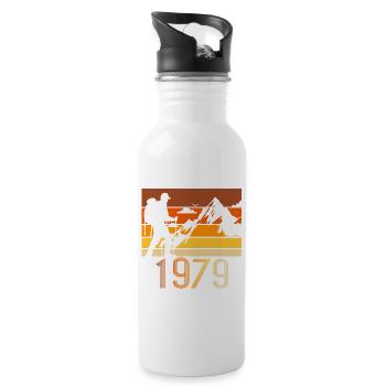 Randonnée depuis 1979, Cadeau d’anniversaire vintage - Gourde avec paille intégrée - blanc - Droite
