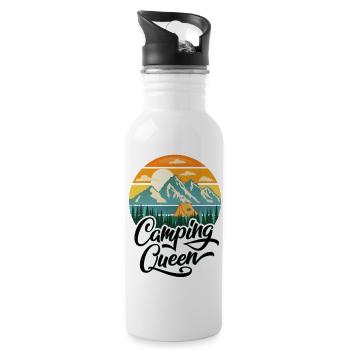 Camping Queen - Water bottle with straw - white - Right