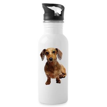 Dackel Teckel Dachshund - Water bottle with straw - white - Right