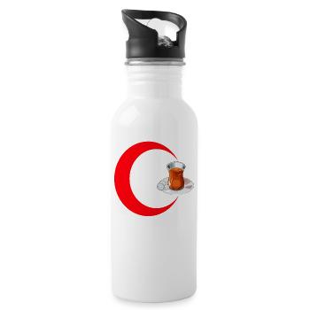 Turkish Tea - Türkischer Tee - Heimatliebe - Trinkflasche mit integriertem Trinkhalm - Weiß - Rechts