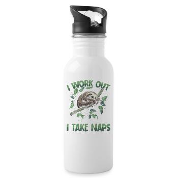 I work out just kidding I take naps - Water bottle with straw - white - Right