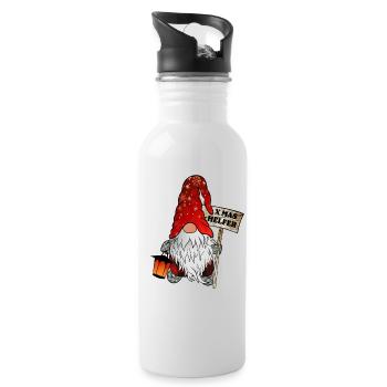 Helfer Wichtel Weihnachtsgnom - Trinkflasche mit integriertem Trinkhalm - Weiß - Rechts