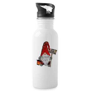 Grüß Gott Wichtel – Bayerischer Weihnachtsgnom - Trinkflasche mit integriertem Trinkhalm - Weiß - Rechts