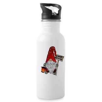 Chor Wichtel – Der musikalische Weihnachtsgnom - Trinkflasche mit integriertem Trinkhalm - Weiß - Rechts