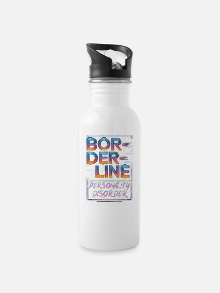Borderline - Trinkflasche mit integriertem Trinkhalm - Weiß