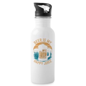 Beer is my happy Juice - Trinkflasche mit integriertem Trinkhalm - Weiß - Rechts