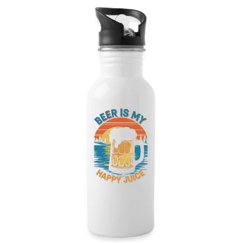 Beer is my happy Juice - Trinkflasche mit integriertem Trinkhalm - Weiß - Rechts
