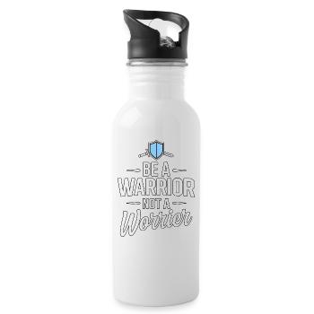 Be a warrior, not a worrier inspirational saying - Water bottle with straw - white - Right
