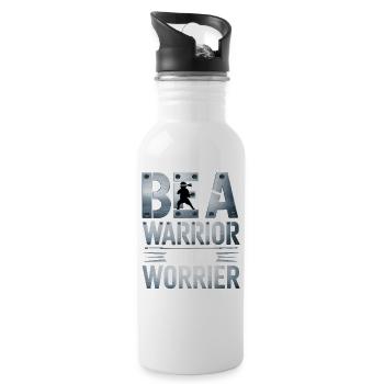Be a warrior, not a worrier inspirational saying - Water bottle with straw - white - Right
