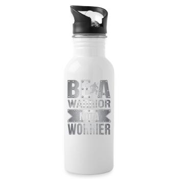 Be a warrior, not a worrier inspirational saying - Water bottle with straw - white - Right