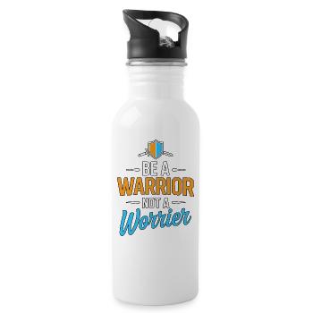 Be a warrior, not a worrier inspirational saying - Water bottle with straw - white - Right