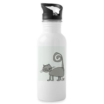 Schmusekatze - Trinkflasche mit integriertem Trinkhalm - Weiß - Rechts