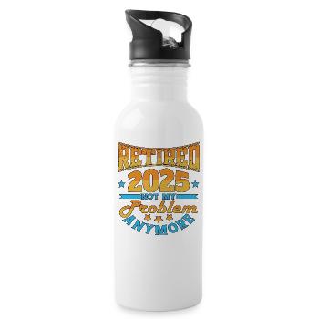 Retired 2025 - Finally Retired - Water bottle with straw - white - Right