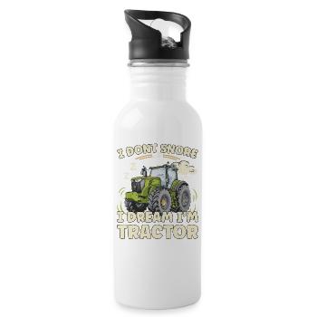 Nicht Schnarchen, Träume ich bin Traktor - Trinkflasche mit integriertem Trinkhalm - Weiß - Rechts