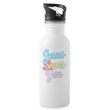 Jesus loves you! - Water bottle with straw - white - Right