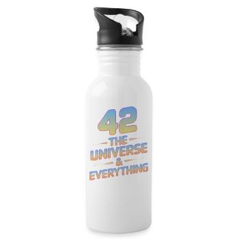 Life Universe Everything 42 Antwort - Trinkflasche mit integriertem Trinkhalm - Weiß - Rechts