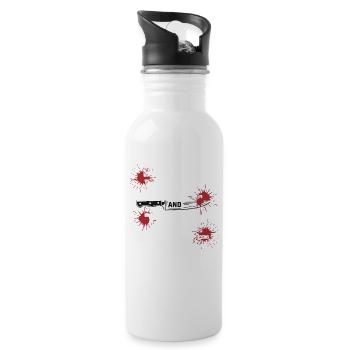 Hunde, Wein & True Crime – Lustiges Design - Trinkflasche mit integriertem Trinkhalm - Weiß - Rechts