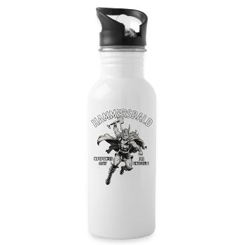 Hammersbald – Nordischer Gott der Ungeduld - Trinkflasche mit integriertem Trinkhalm - Weiß - Rechts