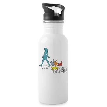 Me & My Followers – Cat Humor Design - Water bottle with straw - white - Right