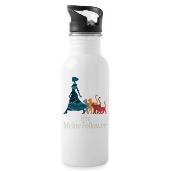 Moi et mes abonnés – Cat Humor Design - Gourde avec paille intégrée - blanc - Droite
