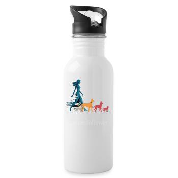 Ich & meine Follower – Hundehumor Design - Trinkflasche mit integriertem Trinkhalm - Weiß - Rechts