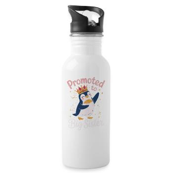 Promoted to Big Sister – Penguin Design - Water bottle with straw - white - Right