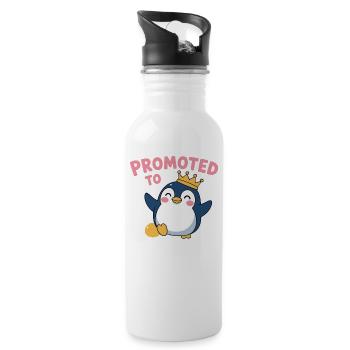 Promoted to Big Sister – Penguin Design - Water bottle with straw - white - Right