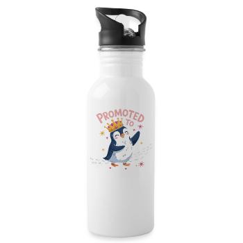 Promoted to Big Sister – Penguin Design - Water bottle with straw - white - Right