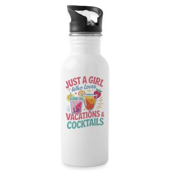 Juste une fille qui aime les vacances et les cocktails - Gourde avec paille intégrée - blanc - Droite