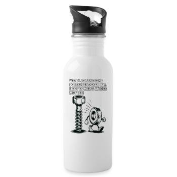 Wenn jemand eine Schraube locker hat Mutter Spruch - Trinkflasche mit integriertem Trinkhalm - Weiß - Rechts