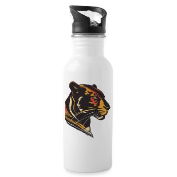 Elegante Panther Silhouette Design - Trinkflasche mit integriertem Trinkhalm - Weiß - Rechts