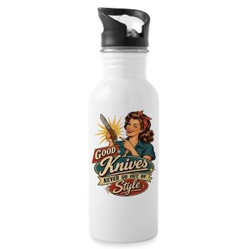 Style rétro Pin-up Knife - Gourde avec paille intégrée - blanc - Droite