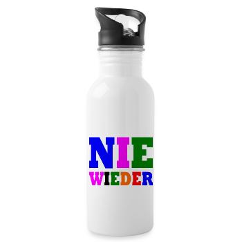 Nie wieder - Trinkflasche mit integriertem Trinkhalm - Weiß - Rechts