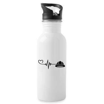Feuerwehrhelm Puls Herz Liebe - Trinkflasche mit integriertem Trinkhalm - Weiß - Rechts