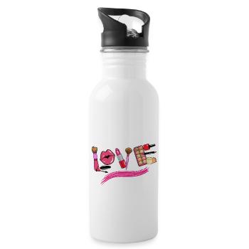 Makeup Artist Love Beautician Fashion Gift Idea - Water bottle with straw - white - Right