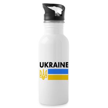 Ukraine - Trinkflasche mit integriertem Trinkhalm - Weiß - Rechts