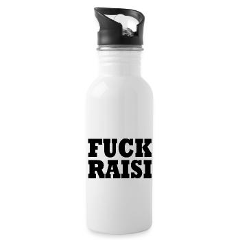 Fuck raisi - Trinkflasche mit integriertem Trinkhalm - Weiß - Rechts