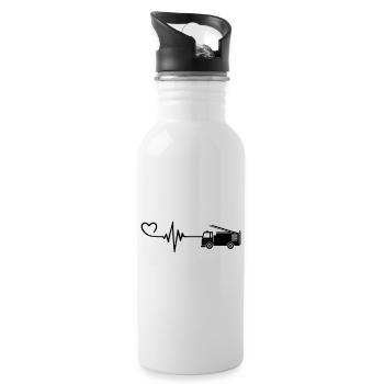 Fire Engine Pulse Heart Love - Water bottle with straw - white - Right
