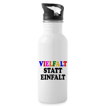 vielfalt statt einfalt - Trinkflasche mit integriertem Trinkhalm - Weiß - Rechts